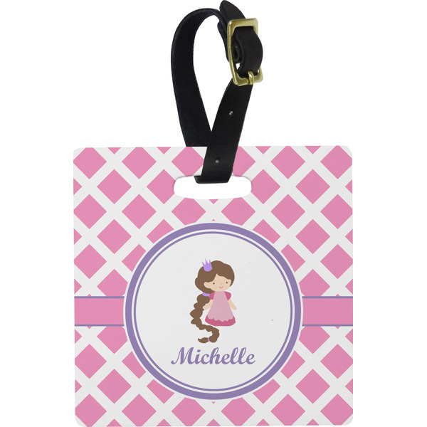 Diamond Print w/Princess Personalized Square Luggage Tag