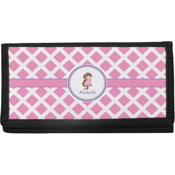 Custom Diamond Print w/Princess Canvas Checkbook Cover (Personalized)