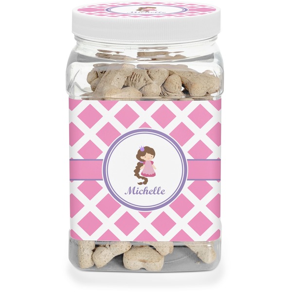 Custom Diamond Print w/Princess Dog Treat Jar (Personalized)