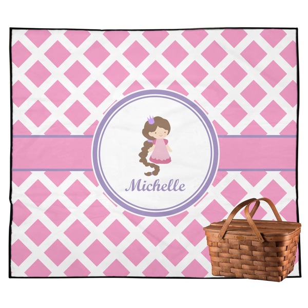 Custom Diamond Print w/Princess Outdoor Picnic Blanket (Personalized)
