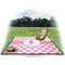 Diamond Print w/Princess Picnic Blanket - with Basket Hat and Book - in Use