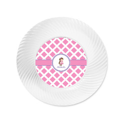 Diamond Print w/Princess Plastic Party Appetizer & Dessert Plates - 6" (Personalized)