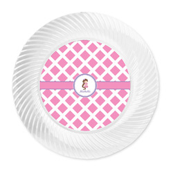 Diamond Print w/Princess Plastic Party Dinner Plates - 10" (Personalized)