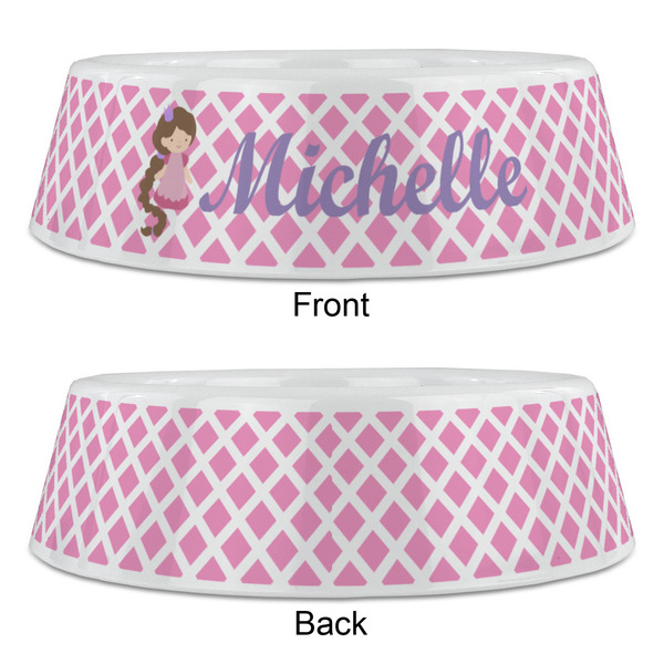 Diamond Print w/Princess Plastic Pet Bowls - Large - APPROVAL