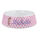 Diamond Print w/Princess Plastic Dog Bowl - Large (Personalized)
