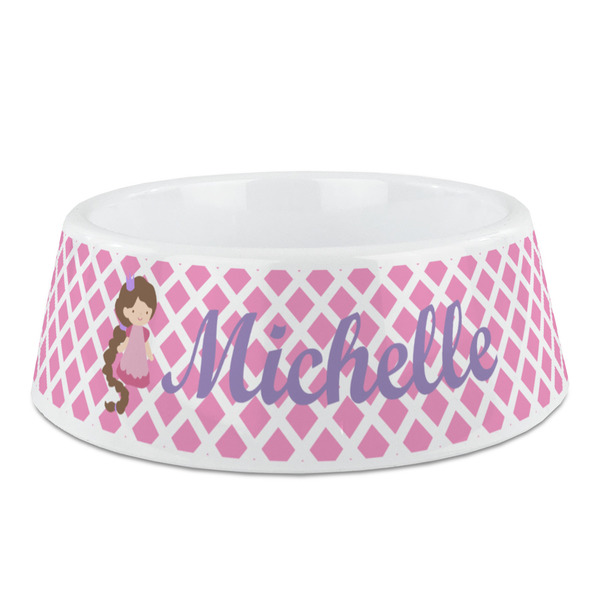 Custom Diamond Print w/Princess Plastic Dog Bowl (Personalized)