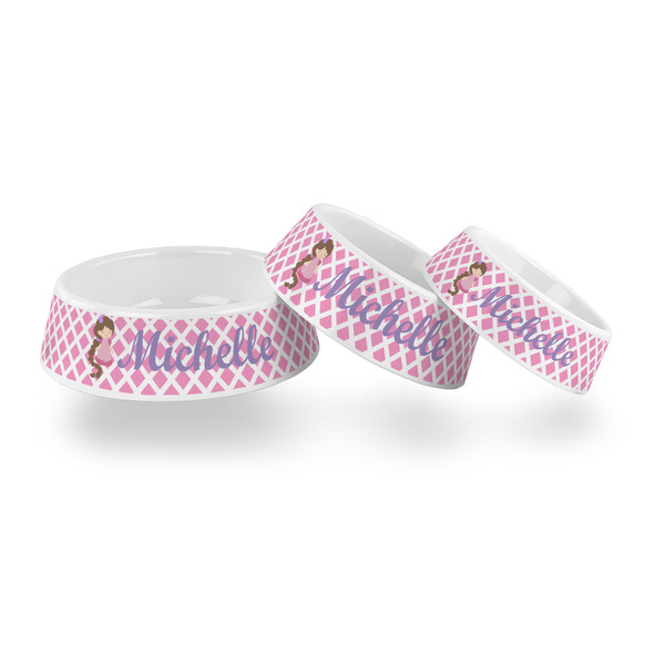 Diamond Print w/Princess Plastic Pet Bowls - PARENT MAIN