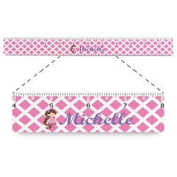 Diamond Print w/Princess Plastic Ruler - 12" (Personalized)