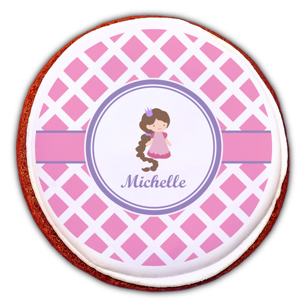 Diamond Print w/Princess Printed Icing Circle - Large - On Cookie