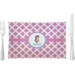 Diamond Print w/Princess Rectangular Glass Lunch / Dinner Plate - Single or Set (Personalized)