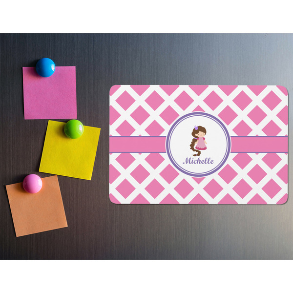 Diamond Print w/Princess Rectangular Fridge Magnet - LIFESTYLE
