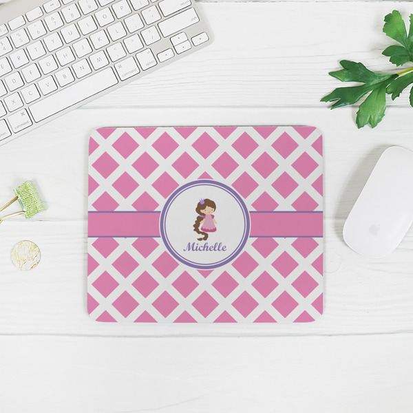 Diamond Print w/Princess Rectangular Mouse Pad - LIFESTYLE 2