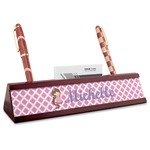 Diamond Print w/Princess Red Mahogany Nameplate with Business Card Holder (Personalized)