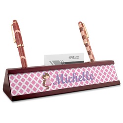 Diamond Print w/Princess Red Mahogany Nameplate with Business Card Holder (Personalized)