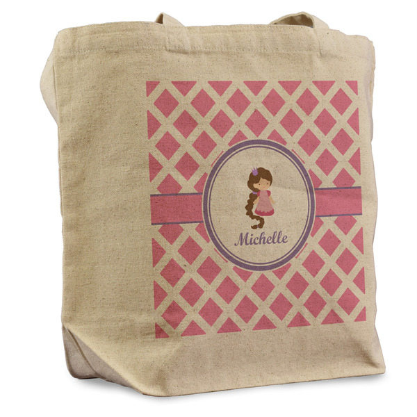 Custom Diamond Print w/Princess Reusable Cotton Grocery Bag (Personalized)