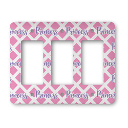 Diamond Print w/Princess Rocker Style Light Switch Cover - Three Switch (Personalized)