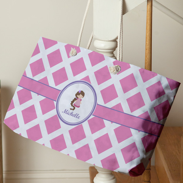 Diamond Print w/Princess Large Rope Tote - Life Style