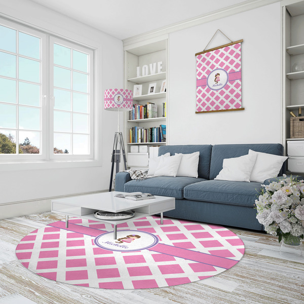 Diamond Print w/Princess Round Area Rug - IN CONTEXT
