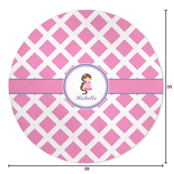 Diamond Print w/Princess Round Area Rug - Size