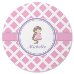 Diamond Print w/Princess Round Rubber Backed Coaster (Personalized)