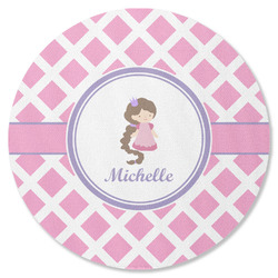 Diamond Print w/Princess Round Rubber Backed Coaster (Personalized)