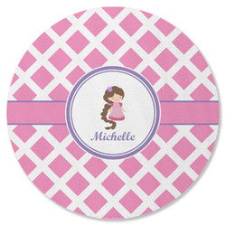 Diamond Print w/Princess Round Rubber Backed Coaster (Personalized)