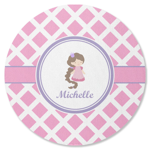 Custom Diamond Print w/Princess Round Rubber Backed Coaster (Personalized)