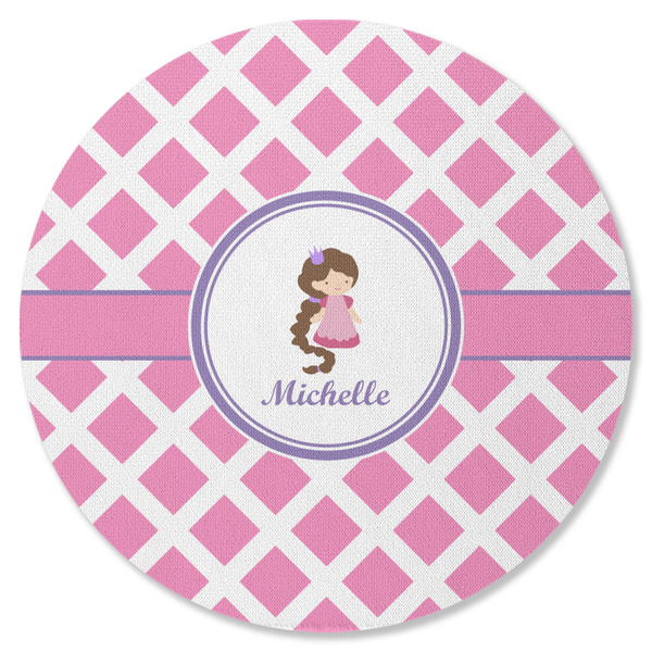 Custom Diamond Print w/Princess Round Rubber Backed Coaster (Personalized)
