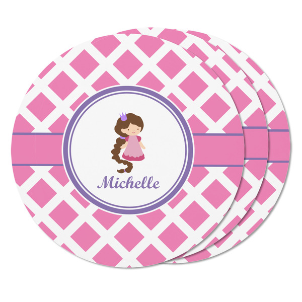 Diamond Print w/Princess Round Fridge Magnet - THREE
