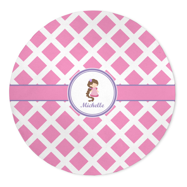 Custom Diamond Print w/Princess 5' Round Indoor Area Rug (Personalized)