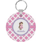 Diamond Print w/Princess Round Plastic Keychain (Personalized)