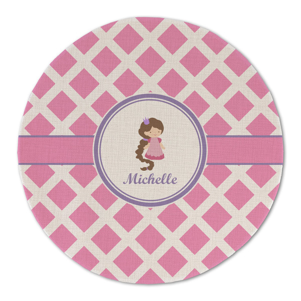 Diamond Print w/Princess Round Linen Placemats - FRONT (Double Sided)