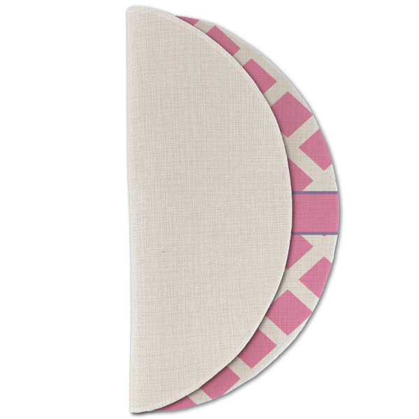 Diamond Print w/Princess Round Linen Placemats - HALF FOLDED (single sided)