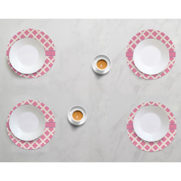 Diamond Print w/Princess Round Linen Placemats - LIFESTYLE (set of 4)