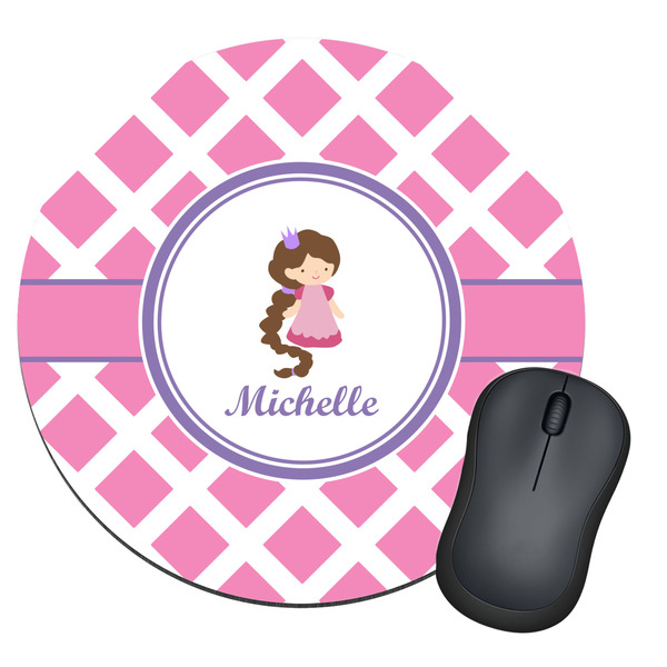 Custom Diamond Print w/Princess Round Mouse Pad (Personalized)
