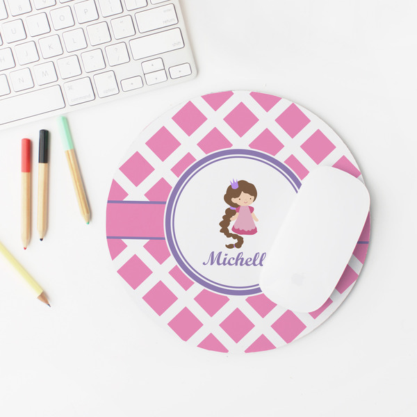 Diamond Print w/Princess Round Mousepad - LIFESTYLE 2
