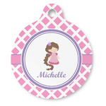 Diamond Print w/Princess Round Pet ID Tag - Large (Personalized)