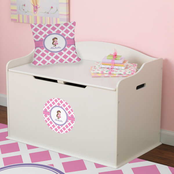 Diamond Print w/Princess Round Wall Decal on Toy Chest