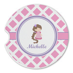 Diamond Print w/Princess Sandstone Car Coaster - Single (Personalized)