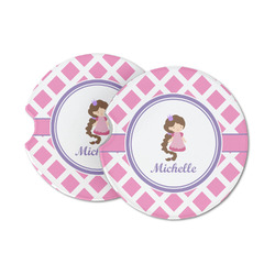 Diamond Print w/Princess Sandstone Car Coasters - Set of 2 (Personalized)
