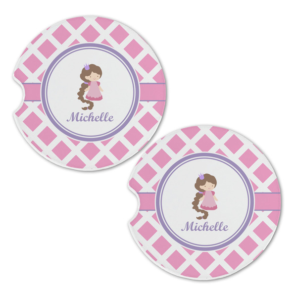 Diamond Print w/Princess Sandstone Car Coasters - Set of 2