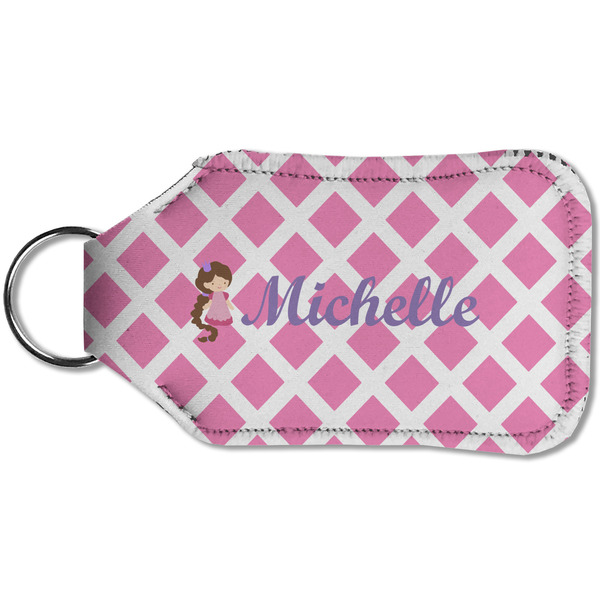 Diamond Print w/Princess Sanitizer Holder Keychain - Small (Back)