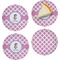 Diamond Print w/Princess Set of 4 Glass Appetizer / Dessert Plate 8" (Personalized)