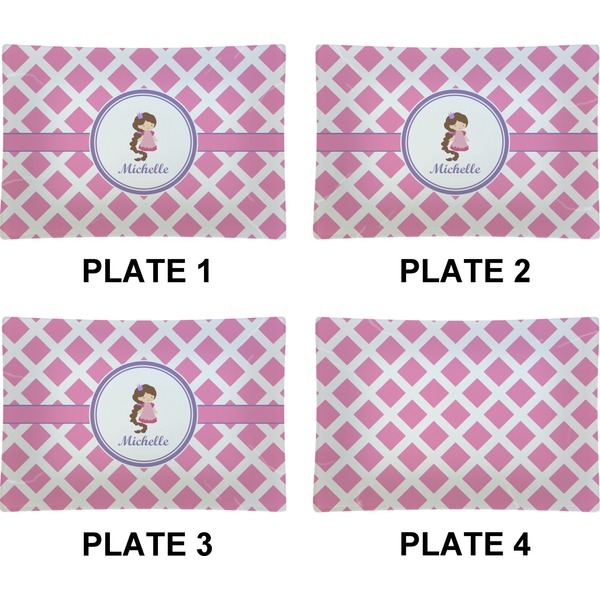 Diamond Print w/Princess Set of Rectangular Appetizer / Dessert Plates (Approval)