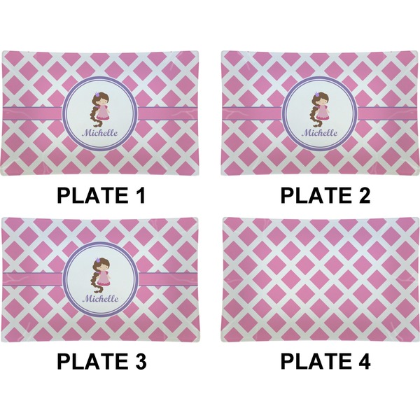 Diamond Print w/Princess Set of Rectangular Dinner Plates (Approval)