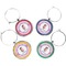 Diamond Print w/Princess Wine Charms (Set of 4) (Personalized)