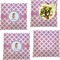 Diamond Print w/Princess Set of 4 Glass Square Lunch / Dinner Plate 9.5" (Personalized)