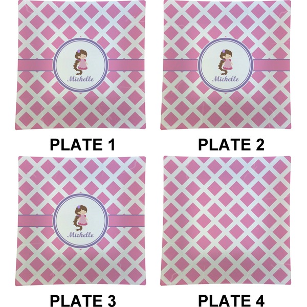 Diamond Print w/Princess Set of Square Dinner Plates (Approval)