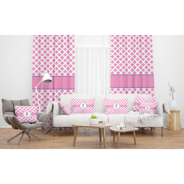 Diamond Print w/Princess Sheer and Custom Curtains in Room with Matching Pillows
