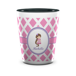 Diamond Print w/Princess Ceramic Shot Glass - 1.5 oz - Two Tone - Set of 4 (Personalized)
